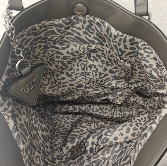 GUESS Grey Monogram Tote Shoulder Bag - Picture 3 of 3